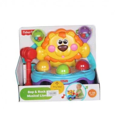 Fisher Price Bop And Rock Musical Lion - Yellow