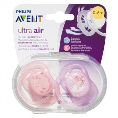 Philips AVENT Ultra Air Baby Soother Orthodontic Pacifiers 0-6 Months - Pack of 2